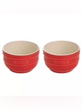 NEW Staub Red Ceramic Prep Bowls — Pair
